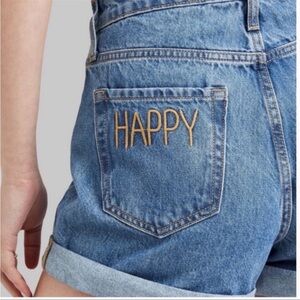 Wild Fable Blue Denim Shorts with Gold Embroidery